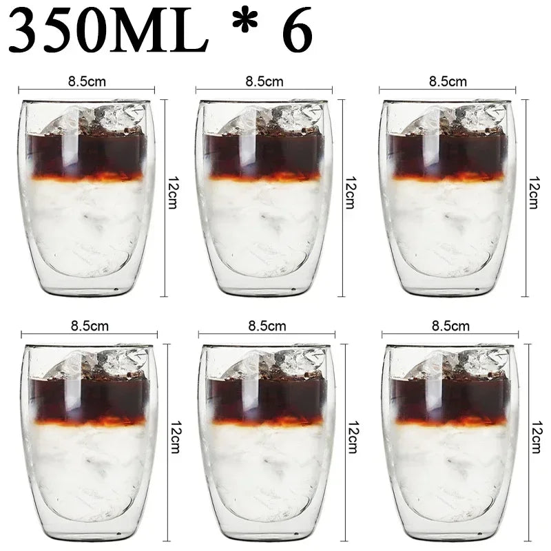 2-18PCS Double Wall High Borosilicate Glass Mug Heat Resistant Tea Milk Juice Coffee Water Cup Bar Drinkware Gift Creativity Set Quick Pick Grocers